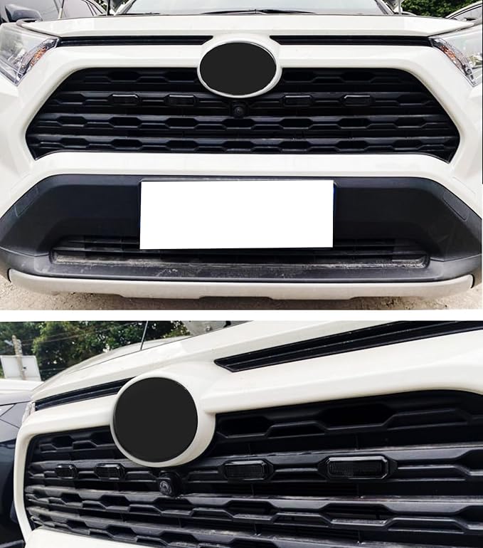 iJDMTOY Smoked Lens Front Grille TRD Style Amber Yellow LED Grill Lighting Kit Compatible with Toyota 2019-2025 RAV4, Includes (4) 12-SMD Smoke Cover LED Grille Lights & Wiring Harness