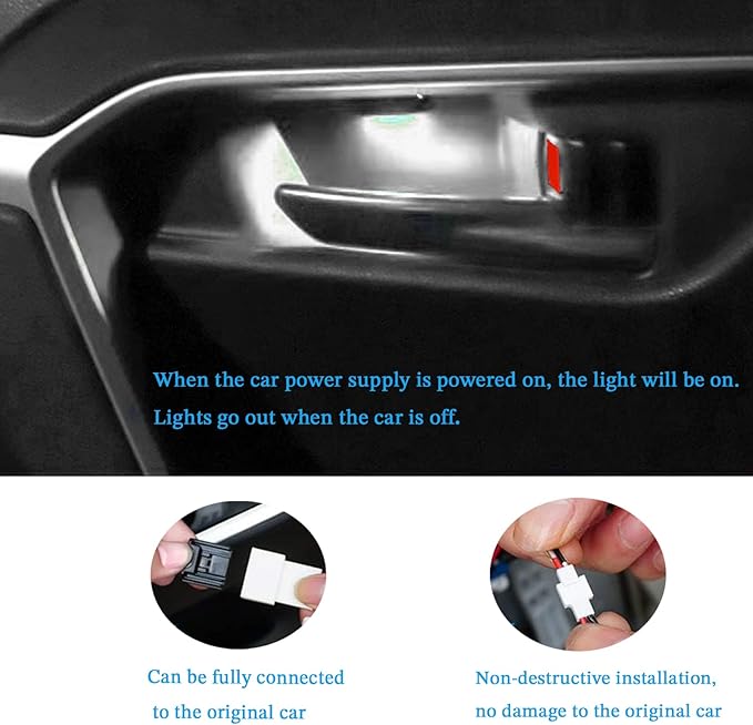 Door Bowl Light Fit for Toyota RAV4 2019 2020 2021 Inner Door Handle Accessories Bowl Shape LED Light Ambient Light Interior 4 pcs (White)