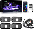 YiLaie RGB LED Rock Lights Kit 4 Pods, Upgraded Underglow Multicolor LED Light Pod with APP/RF Remote Control, Flashing Music Mode, Waterproof Multicolor Rock Lights for Trucks ATV UTV RZR SUV