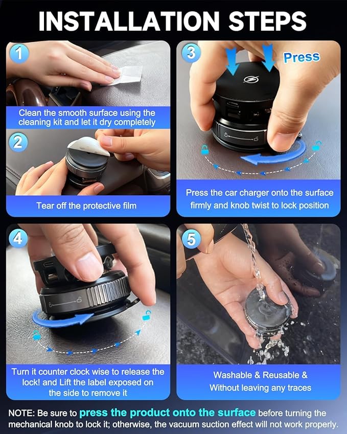 Suction Cup Phone Mount Pro - Vacuum Magnetic Phone Holder for Car, 180° Adjustable Angle, Non-Slip Dashboard/Windshield Car Phone Holder, Bonus Toroidal Metal.