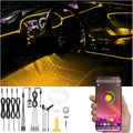 5 Meters Optic Fiber Car Ambient Footwell Lighting with Bluetooth App Control 64 Colors Multicoloured Music Interior Lighting Kit DC 12V 1W
