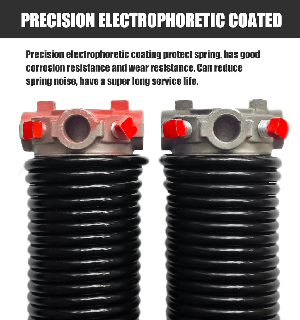 Garage Door Torsion Spring Set, Pair of 2" Electrophoresis Coated Garage Door Spring Replacement with 2 Non-Slip Winding Bars and Bearing, Minimum 16000 Cycles (.262x2x34")