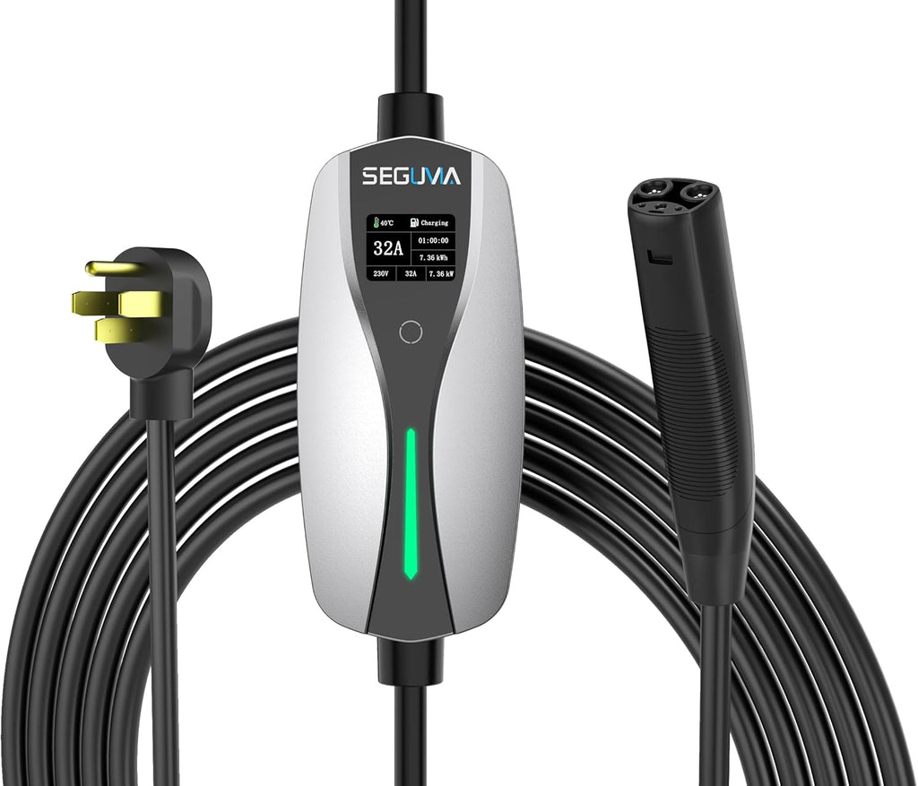 EV Charger Level 2 for Tesla(32Amp 240V 7.68kW), NEMA 14-50 Plug NACS EV Chargers, 25FT Adjustable Current Portable Electric Car Charger Compatible with All Nacs