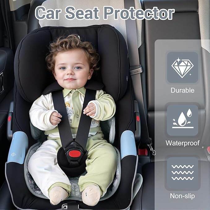 Piddle Pad - Car Seat Potty Training Protector- Waterproof Car Seat Liner with Anti-Slip Backing, Machine Washable Cover for Baby Toddler Carseat, Stroller (Gray, 2PC)