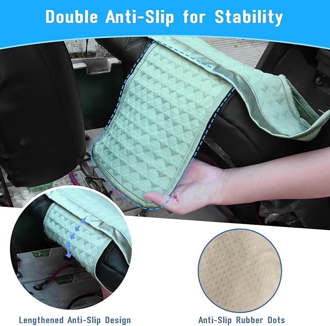 Golf Cart Cooling Ice Silk Seat Cover Blanket for EZGO TXT RXV/Club Car DS Precedent Front 2-Person Seats, 4 Pockets, Keeps Cool and Clean - Green