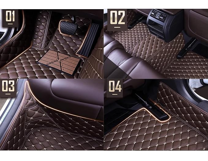 Custom Personalized Floor Mats for Cars，Luxury Full Coverage All Weather Car Floor Mats，Anti-Slip Leather Car Mat Set ，Custom Floor Mats for 99% of Cars, Trucks & SUVs (All Black red)