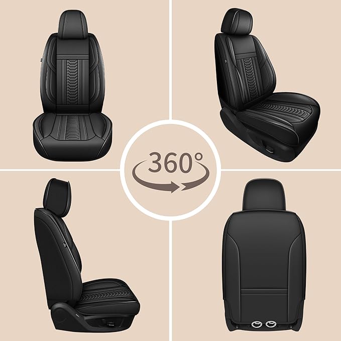 TTX LIGHTING for Ford Explorer 2004-2026 Seat Covers: Waterproof Leather Seat Protector with Airbag Compatible (2 Front Seats,Black)
