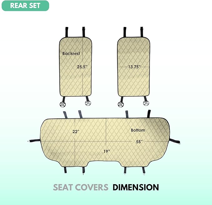 FH Group Car Seat Cushion Neosupreme Automotive Seat Cushions - Universal Fit, Rear Car Seat Cushion, Car Seat Cushions with Non-Slip Silicone Backing for SUV, Sedan, Van Rear Set Green
