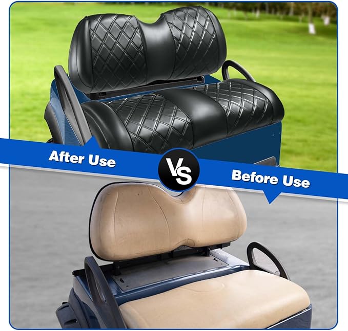 NOKINS Golf Cart Diamond Seat Covers Kit with Sponge Padding - Fit for Most OEM Standard Front Seats, OEM Standard Seat Upgrade Seat Covers (Fit for Club Car Precedent 2004-UP)