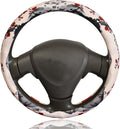 Cherry Blossom Japanese Sakura Steering Wheel Cover for 14.5-15 Inch (37-38 cm) Wheels, Premium Fabric with Non-Slip Rubber Inner Ring