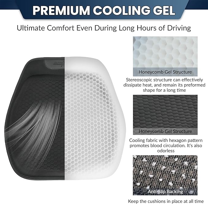 XUKEY Gel Seat Cushion for Long Sitting Pressure Relief (2CM Thick),18.11x17.13x0.79'' TPE Gel Seat Cushion Cover,Anti-Slip Coccyx Cushion for Tailbone Pain for Car Truck