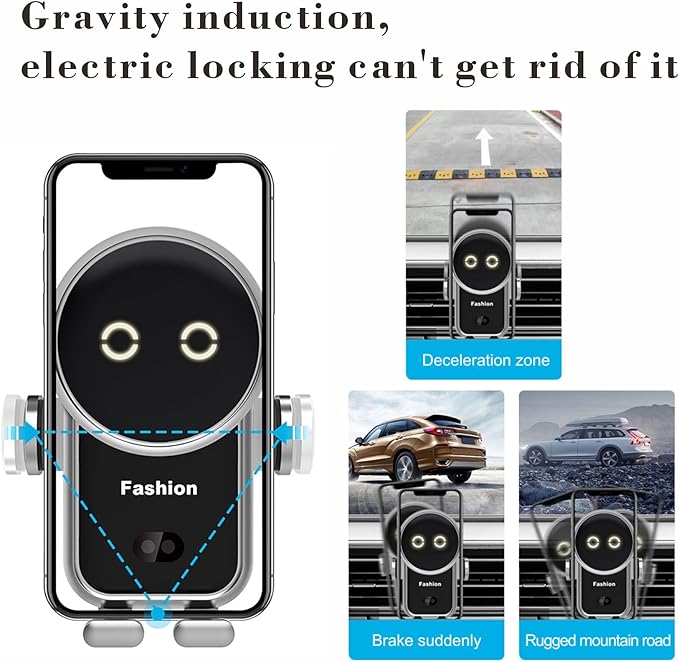 Cell phone holder wireless car charger,15W Auto Clamping Phone holders for your car fit for iPhone 16 15 14 13 12 Mini Pro Max 11 XR, Samsung Galaxy S24 Ultra S23 S22 S21+ Note 20 (Black)