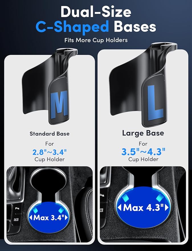 ELWEY Cup Holder Phone Holder for Magsafe, Car Phone Holder Magnetic, Upgraded 2 in 1 Cup Holder Phone Mount with Dual Adjustable Bases, Powerful N55 Magnet, 15" Height, for iPhone 17 Pro Max 16 15
