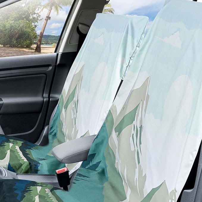 1 Pack Car Seat Towel Covers with Storage Bag 63 x 32 Inch Athletic Running Towel Seat Sweat Washable Non Slip Cover Gift for Car Outdoor Sport Activities (Yosemite)