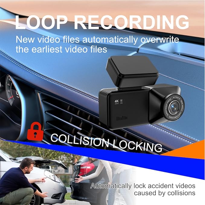 2026 New Osmo Dashcam Pro 3.0 4K Front and Rear Dash Cam, 4K + 1080P Dash Camera for Car with Night Vision (WiFi+GPS+128GB)