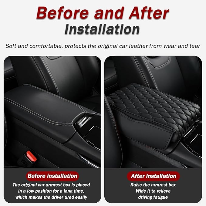 Car Center Console Cover for Genesis G80 G90 GV80 GV70 GV60 Electrified GV70, Center Console Heighten Cover, Thick Arm Rest Pad, Car Armrest Cushion with Side Storage Pocket
