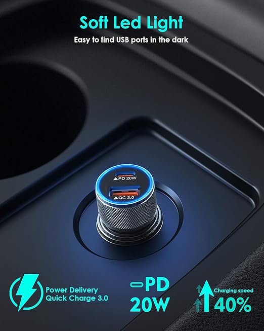 iPhone Car Charger,USB C Fast Car Charger[Apple MFi Certified] Apple Car Charging 38W Dual Port CarCharger Cigarette Lighter Adapter 2x3ft PD&QC 3.0 Lightning Cable for iPhone 14/13/12 Pro/11/Airpods