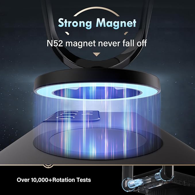 Coverado Magnetic Car Phone Holder, Vacuum Magnetic Phone Holder for Car, 360° Rotation Strong Magnet Car Phone Mount Dash Cell Phone Mount for iPhone 17/16/15/14/13/12