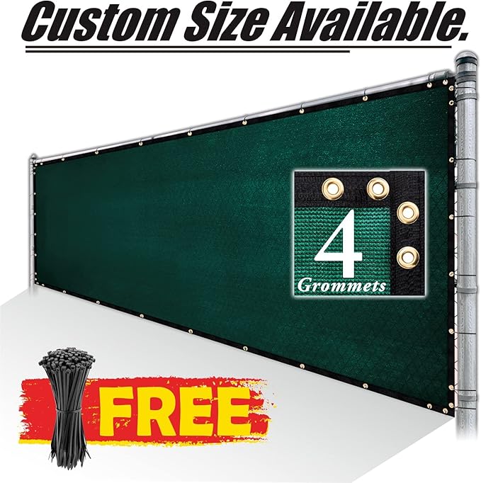 Royal Shade Custom Size 5' x 18' Green Fence Privacy Screen Windscreen Cover Netting Mesh Fabric Cloth - Cable Zip Ties Included (We Make Custom Size)