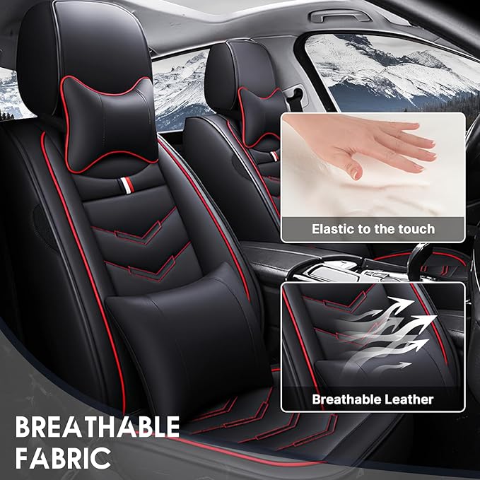 Car Seat Cover 7 Seats for Hyundai Palisade 2020-2025, Durable Wear Resistant Waterproof Sport Seat Covers, Breathable No Odor Premium Leather Vehicle Seat Covers.(Luxury,Black Red)