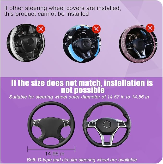 BELOMI Car Steering Wheel Cover, Anti Slip Leather Breathable Vehicle Protector, Comfortable Grip Automotive Interior Protective Guard Accessories, Universal for SUV, Sedan, Truck (Black/Multicolor)