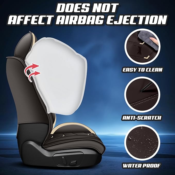 Car Seat Covers for Mercedes-Benz S-Class 2005-2025, Premium Nappa Leather Car Seat Cover, Stylish Sport Seat Covers， Automobile Seat Cover Sets.(Standard 2 Seats/Coffee Color)