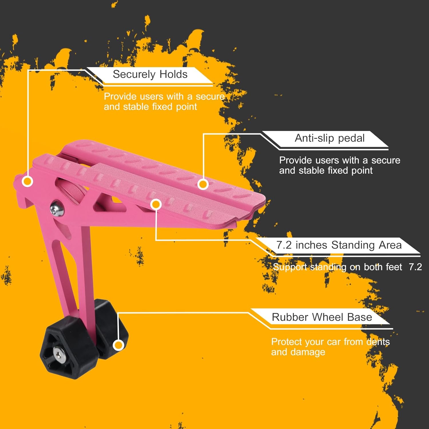 COWVIE Foldable Car Door Step Stand Pedal - Access to Vehicle's Top Roof Both Feet Stand Pedal Ladder for Most SUV Truck Pink