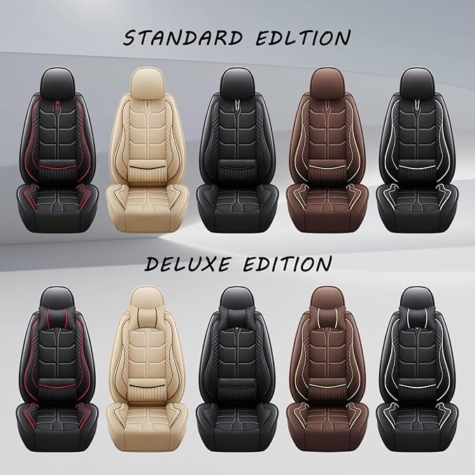 Leather Car Seat Covers Fit for Toyota Mirai 2016-2024, 5 Seater Car Seat Cover, Premium Waterproof, Scratch Resistant Car Interior Accessories (Full Set with Pillow Black Red)
