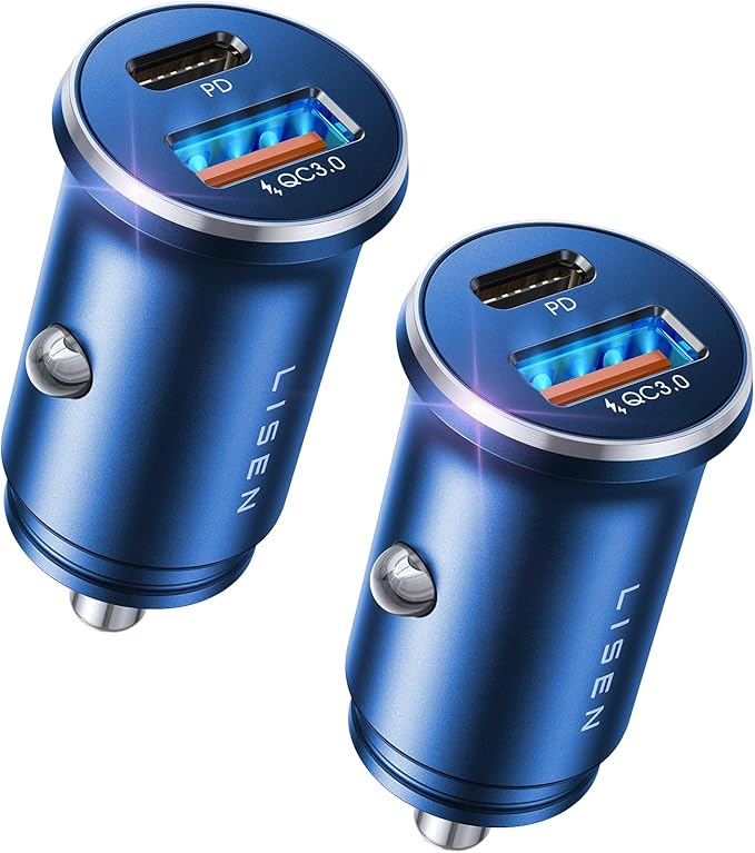 LISEN 54W Car Phone Charger USB C, Cigarette Lighter Adapter, Car Accessories for iPhone, USB C Car Charger Adapter USBC Type C 12v, Fit for iPhone 16, 15, 14, 13 Samsung Google iPad Android, Blue