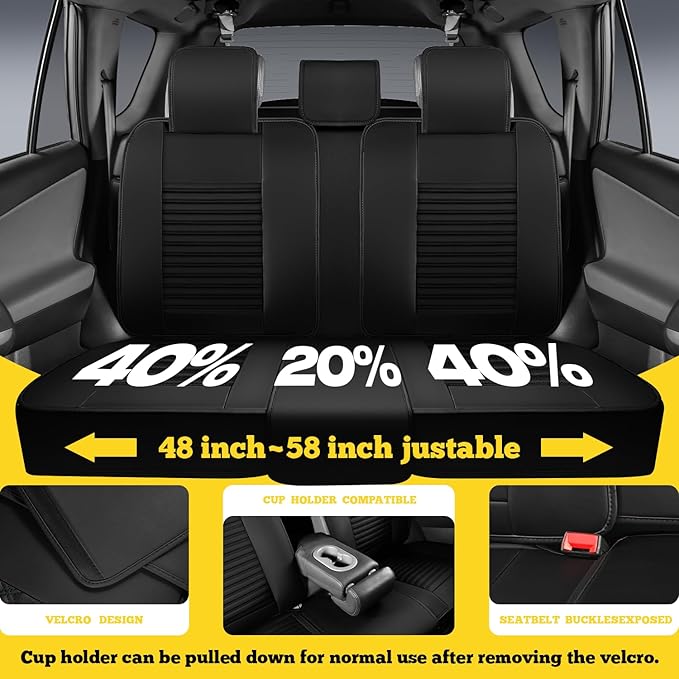 LINGVIDO Front Car Seat Covers, Faux Nappa Leather, Airbag Compatible and Waterproof Protectors for Sedans SUVs, Breathable Anti-Slip Interior for Commuters and Rideshare, Black/Blue