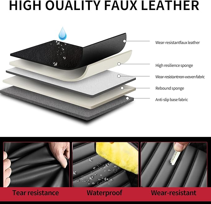 Fit Accent Car Seat Covers for Hyundai Accent 2006-2025 2026 - Upgraded Premium Waterproof & Breathable Leather, Airbag Compatible, All-Weather Seat Cushion Protector (Full Set, Black)