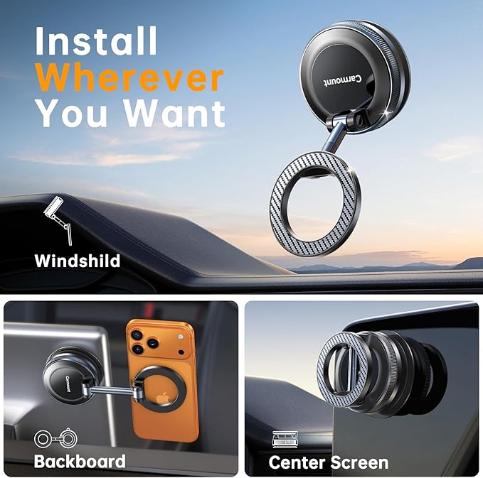 for Magsafe Car Mount carmount 2.0 Magnetic Phone Mount【True Military-Grade Durability】 Vacuum Magnetic Phone Holder for Car Tripod Cell Phone Car Mount Gifts for Mothers Day for iPhone 17 16 Samsung