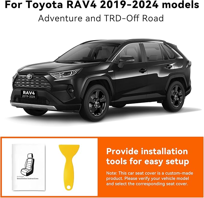 Custom Fit RAV4 Seat Cover for Toyota RAV4 2019 2020 2021 2022 2023 2024 Adventure and TRD-Off Road,Faux Leather,2-Row Full Set,(Beige)