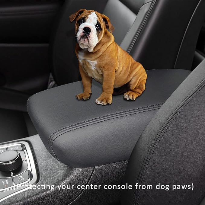 INTGET Car Center Console Armrest Cover for 2011-2020 2021 Jeep Grand Cherokee Accessories Arm Rest Box Pad Console Lid Protection Saver for Grand Cherokee Console Cover(Black)