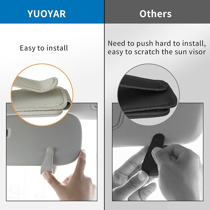 Yuoyar 4 Packs Magnetic Sunglass Holder for Car Visor - Universal Sunglasses Clip for Different Size Eyeglasses - Convenient Interior Car Accessories (4Pcs Grey)