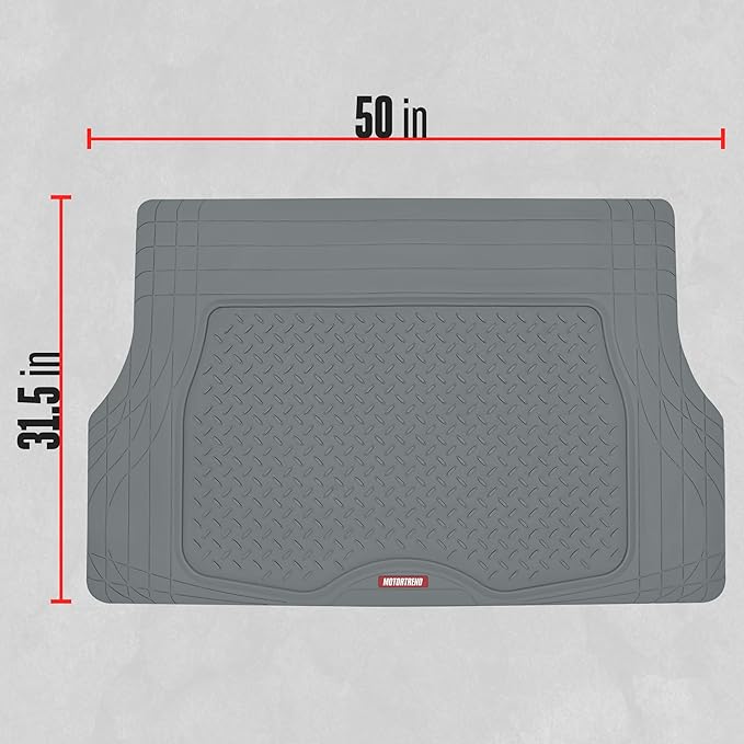 Motor Trend FlexTough™ Heavy Duty Gray Rubber Car Floor Mats All Weather & Cargo Liner for SUV Full Set - Universal Trim to Fit Automotive Floor Mat & Trunk Mats for Cars Interior Accessories