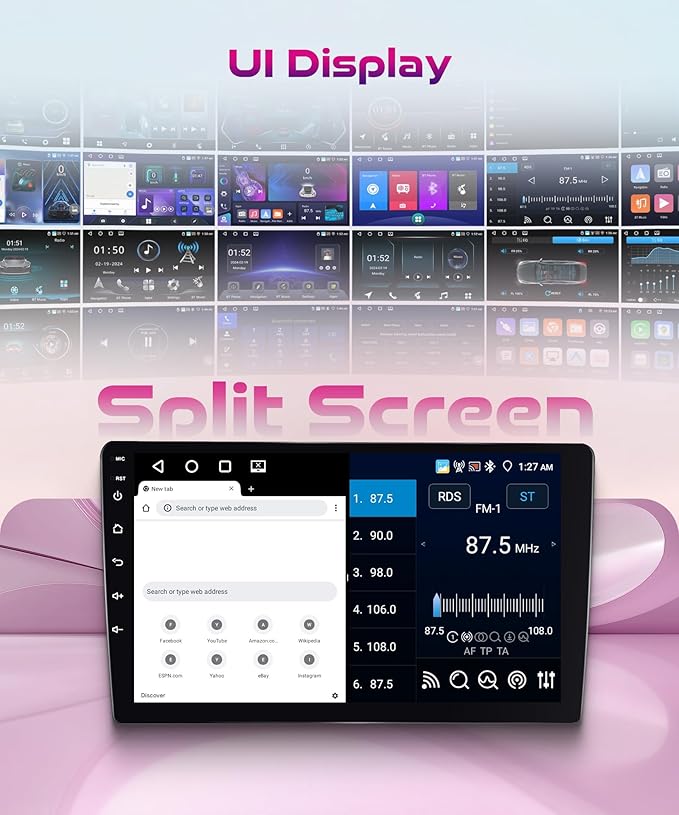 Android Car Stereo for Nissan Altima 2008-2012 with Wireless CarPlay Android Auto, 4Core 4G+64G 9 Inch Touchscreen Car Radio Mirror Link GPS Navigation WiFi Bluetooth FM RDS EQ SWC Backup Camera