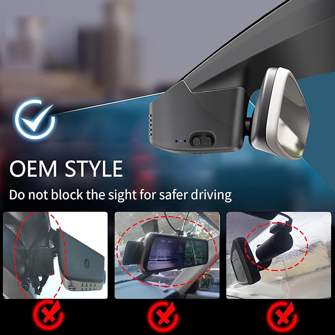 Mangoal 4K Dash Cam Custom fit for Volkswagen Tiguan 2018-2024 Gen2 AD/BW (Model B Black), Integrated OEM Look, UHD 2160P Video, App & WiFi, Loop Recording, Easy to Install, GPS, 64GB Card