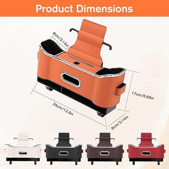 Multifunctional Car Seat Back Storage Box, Universal Car Seat Organizer, Car Seat Tissue Box and Organizer, Car Seat Paper Towel Organizer， Car Organizer with 2 Drink Cup Holders (Brown)