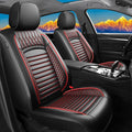 Fit Santa Fe Car Seat Covers for Hyundai Santa Fe 2007-2025 2026 - Upgraded Premium Waterproof & Breathable Leather,Airbag Compatible, All-Weather Seat Cushion Protector(Full Set,Black+Red)