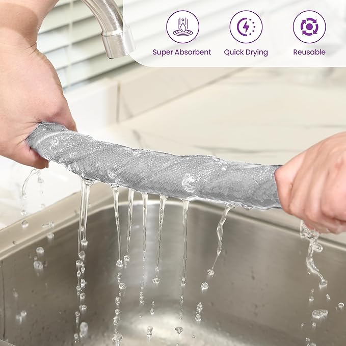 Microfiber Cleaning Cloths-12 Pack,Microfiber Towels for Cars & Kitchen,Highly Absorbent Cleaning Towel,Lint Free Streak Free Rags for House,Window,Grey(12.2"x12.2")