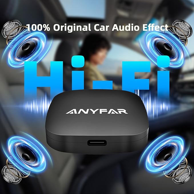 4-in-1 Wireless CarPlay Android Auto Adapter Magic AI Box Built-in Play Store Video Apps, Supports TF Card & USB Drive, USB/Type-C, Fits for Built-in Wired CarPlay Car