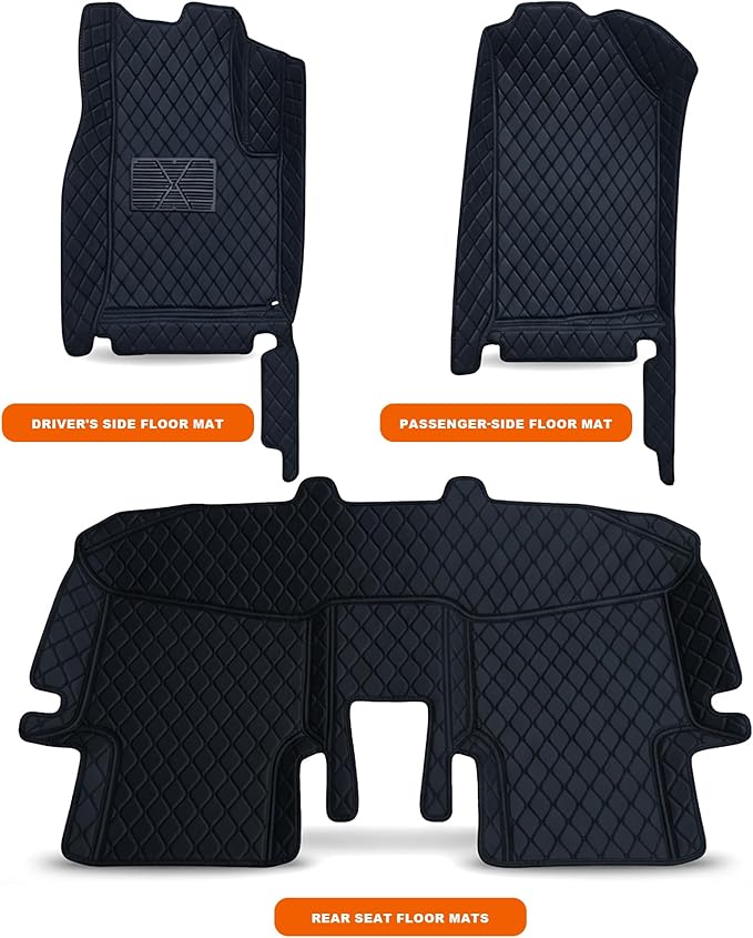 All-Weather car Floor MATS-Suitable for 99% of car Models,Leather car mat, offering Personalized Embroidery and Multiple Color Options,Provide Protection for car Rug (Red Rice)