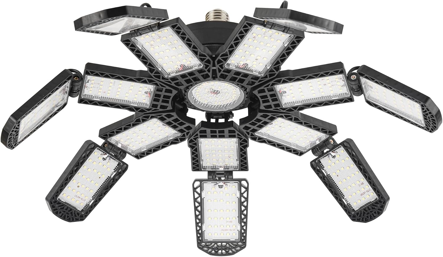 LED Garage Light,Super Bright Screw in E26/E27 Ceiling Shop Work Lamp, 300W 30000 Lumen Deformable Basement Bulb Fixture with 14+1 Adjustable Panels, Lighting for Workshop, Attic