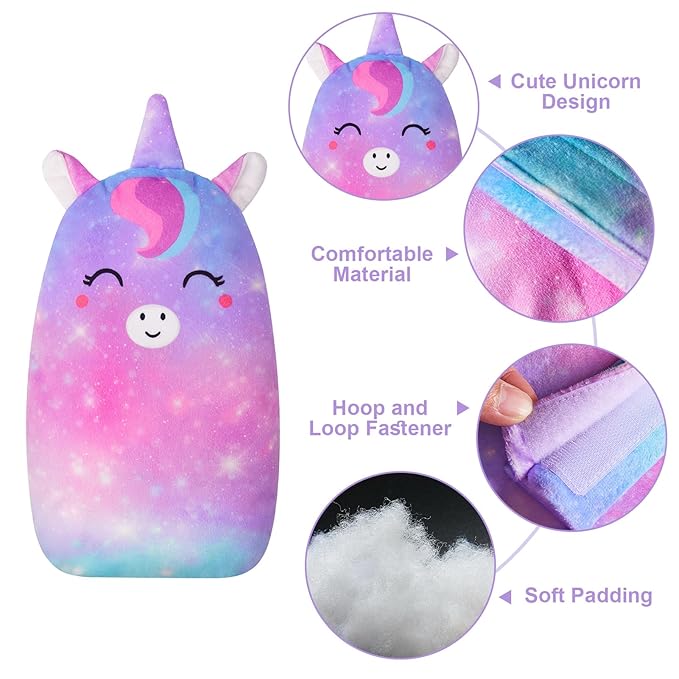 FIODAY Car Seat Belt Covers for Kids Unicorn Seat Belt Pillow Soft Seat Belt Cushion Adjust Seat Strap Pillow Head Neck Support for Children Boys Girls Travel, Purple