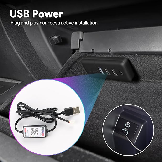 Ambient Lighting Wireless Charging Frame for 2025-2026 Tesla Model Y (Includes Juniper) 2024-2026 Tesla Model 3 PC Stylish Decorative Accessories (Little Starry Sky, Glossy Black)