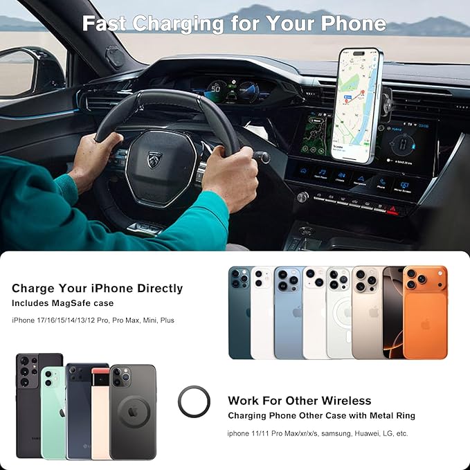 OHLPRO for Magsafe Car Charger for Women Men, Magnetic Wireless Car Mount for iPhone 17 Pro Max, 16/15 Series, 15W Fast Charging Phone Holder Vent and Dashboard