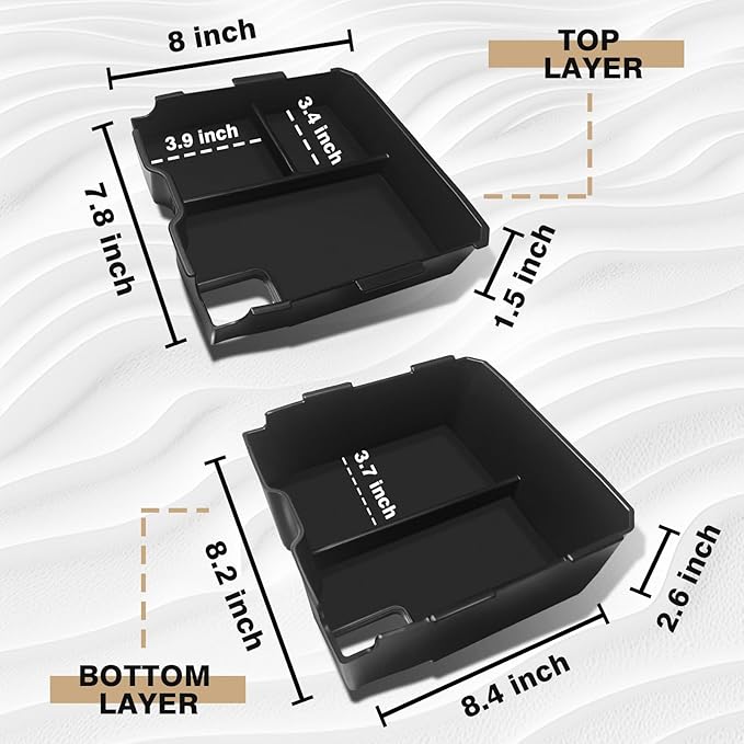 Muslogy Center Console Organizer Compatible with Ford Ranger 2024 2025 2026 & Raptor Accessories Two-Layer Storage Box Insert Tray Secondary Storage Divider Armrest Tray ABS Material Glove Box (Red)