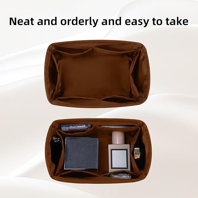 DGAZ Silk Purse Organizer Insert Fits LV Speedy 16/20/25/30/35/45 bags，Silky Smooth Bag Organizer，Luxury Handbag & Tote Shaper（Gold，SP20）