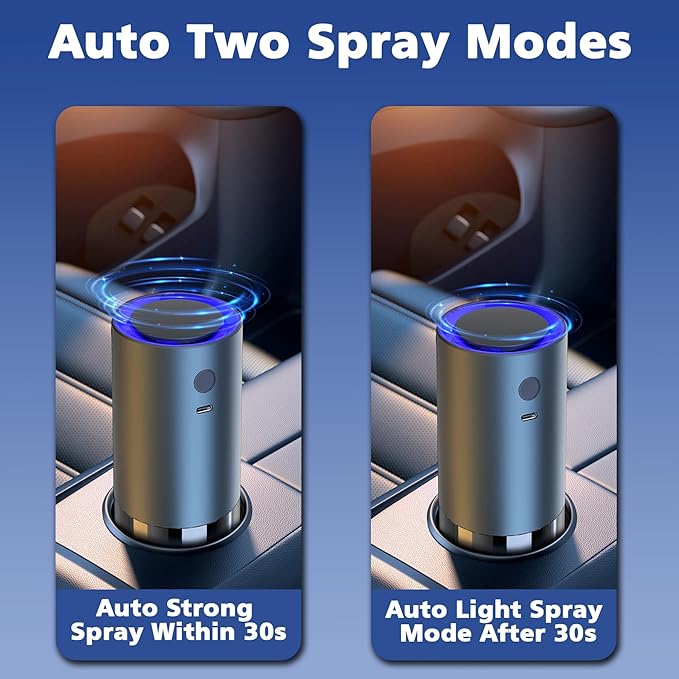 Smart Car Air Freshener, Car Air Freshener Diffuser with 100ml Perfume, Auto On/Off Intelligent, Rechargeable Aroma Diffuser,Auto Two Spray Modes, Cologne Scent, Light Fragrance Type